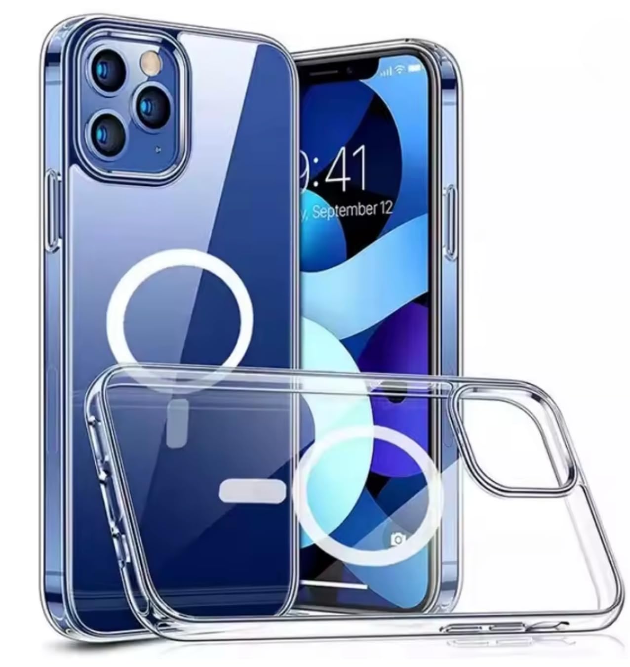 Clear Magnet Safe Compatible iPhone Case, Shockproof Slim Protection with 36 Magnets, Transparent Cover for iPhone 11-16 Pro Max Plus Mini Series