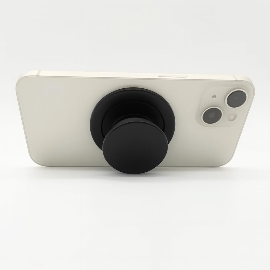 MagPop Magnetic Phone Grip, Slim Reusable Pop Grip Stand for iPhone, No Adhesive, Wireless Charging Compatible, Rotating Kickstand for Video Calls & Content Creation
