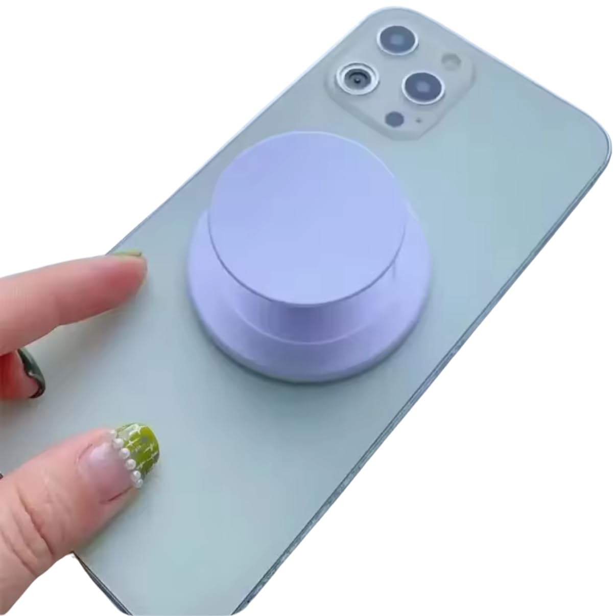 MagPop Magnetic Phone Grip, Slim Reusable Pop Grip Stand for iPhone, No Adhesive, Wireless Charging Compatible, Rotating Kickstand for Video Calls & Content Creation