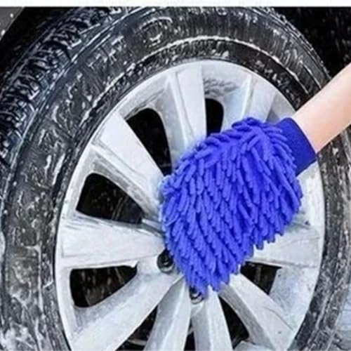 Chenille Car Wash Mitt – Ultra-Soft Double-Sided Microfiber Glove for Cars, Trucks, Boats & Shower – Scratch-Free, Super Absorbent Wash Mitt with Elastic Cuff (Single, 2 Pack, 5 Pack)