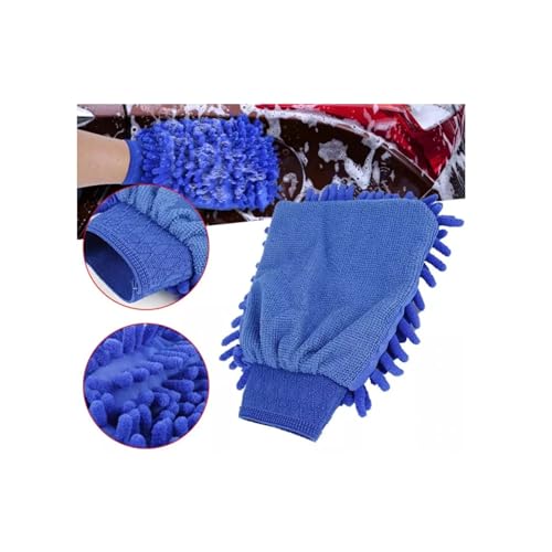 Chenille Car Wash Mitt – Ultra-Soft Double-Sided Microfiber Glove for Cars, Trucks, Boats & Shower – Scratch-Free, Super Absorbent Wash Mitt with Elastic Cuff (Single, 2 Pack, 5 Pack)