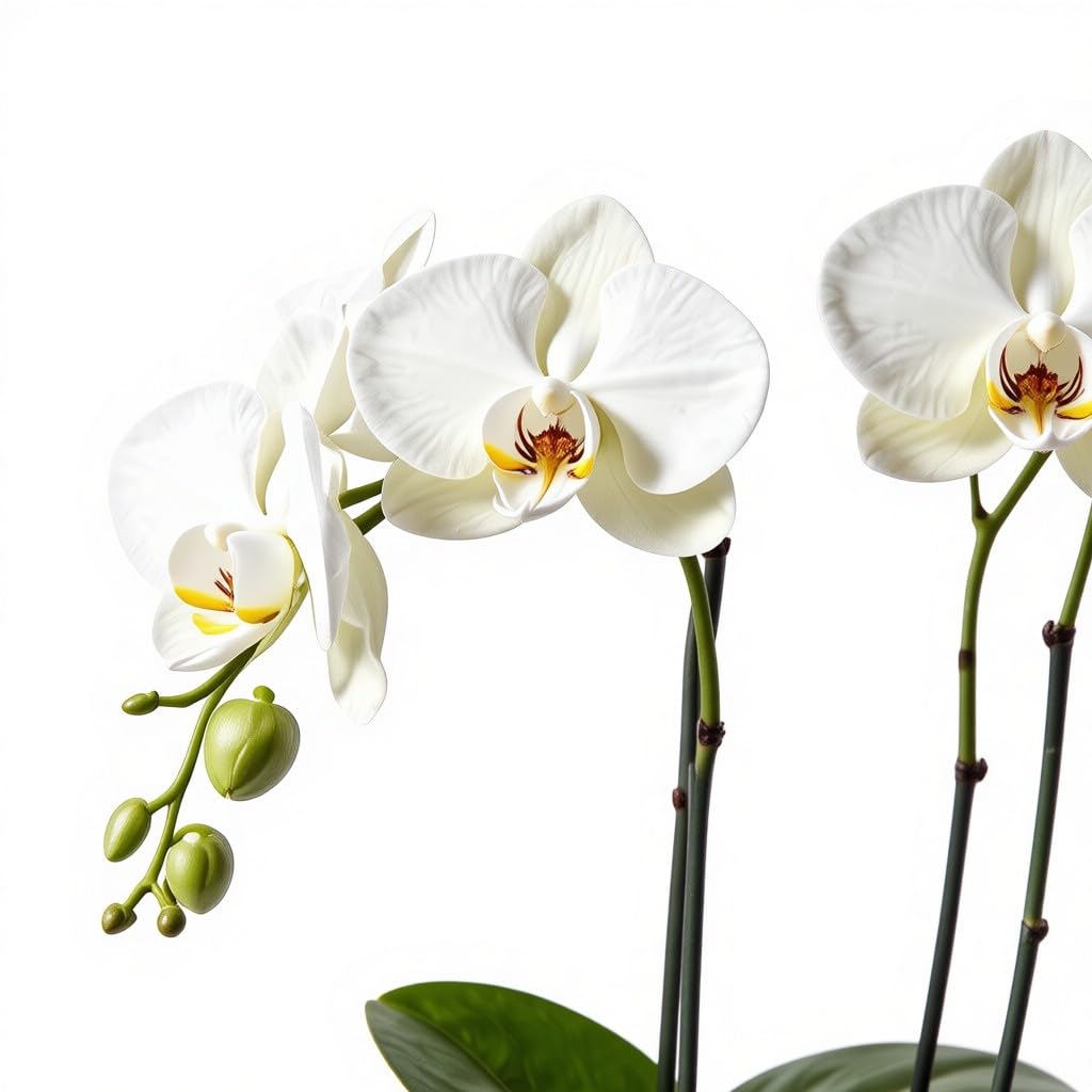 Live Double Stem Phalaenopsis Orchid Plant - Premium Indoor Flowering Plant with Crystal Accents, Easy Care Houseplant for Home Office Decor