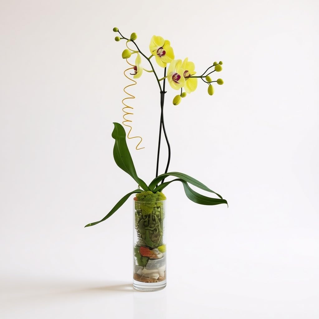 Live Yellow Phalaenopsis Orchid Plant - Premium Single Stem Indoor Orchid - Easy Care Home Decor Flowering Houseplant Gift - Perfect Birthday Present