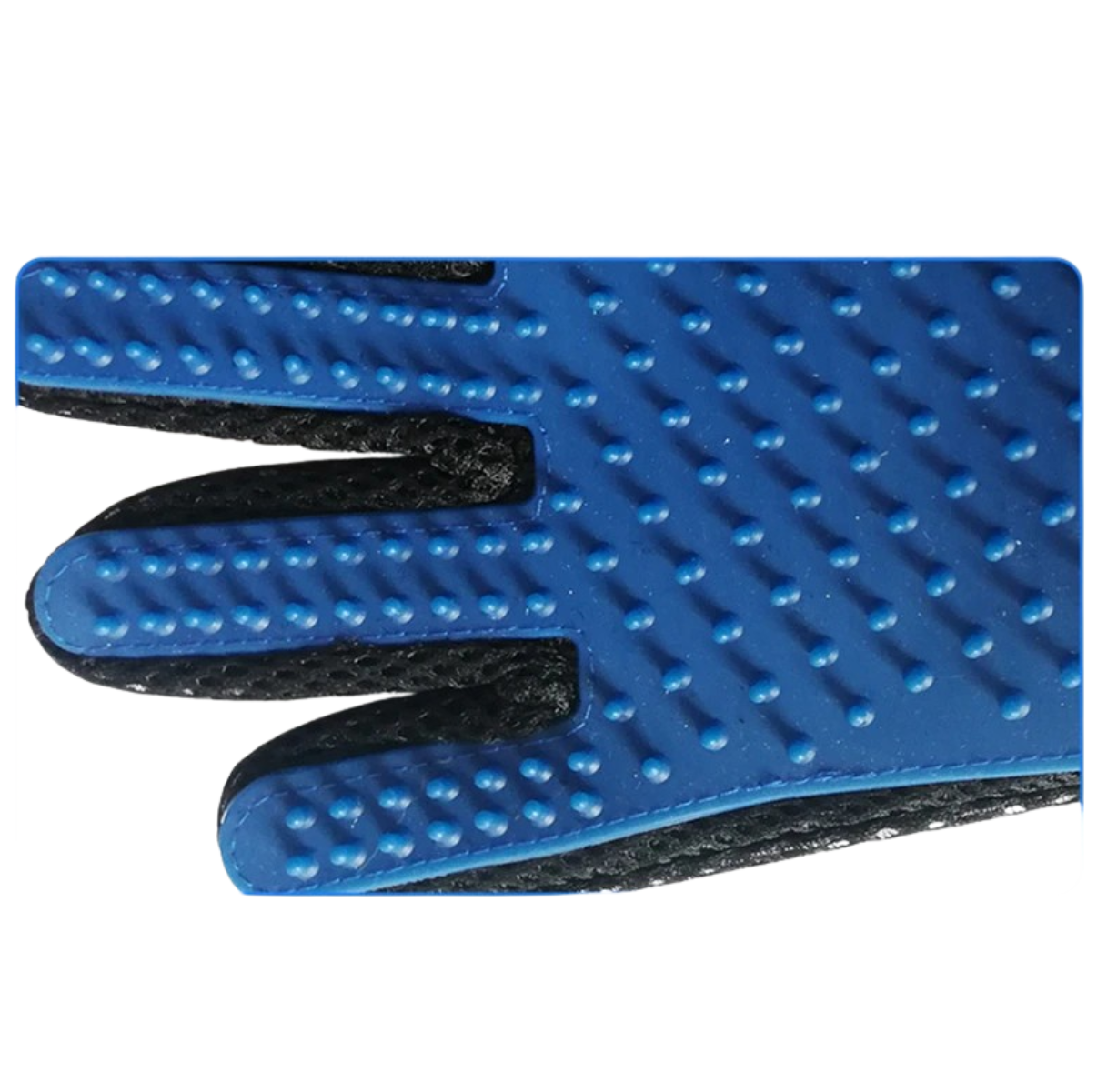 The Room Collective Dog Grooming Deshedding Glove – Left & Right Hand, Blue or Red, Pet Hair Remover Mitt for Cats & Dogs, Soft Silicone Tips, One Size Fits All