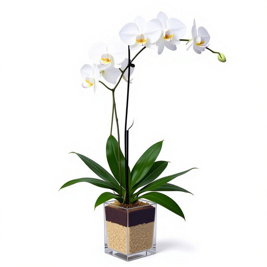 Live White Phalaenopsis Orchid Plant, Elegant Indoor Flowering Houseplant with Long-Lasting Blooms, Easy Care Gift for Home or Office Décor