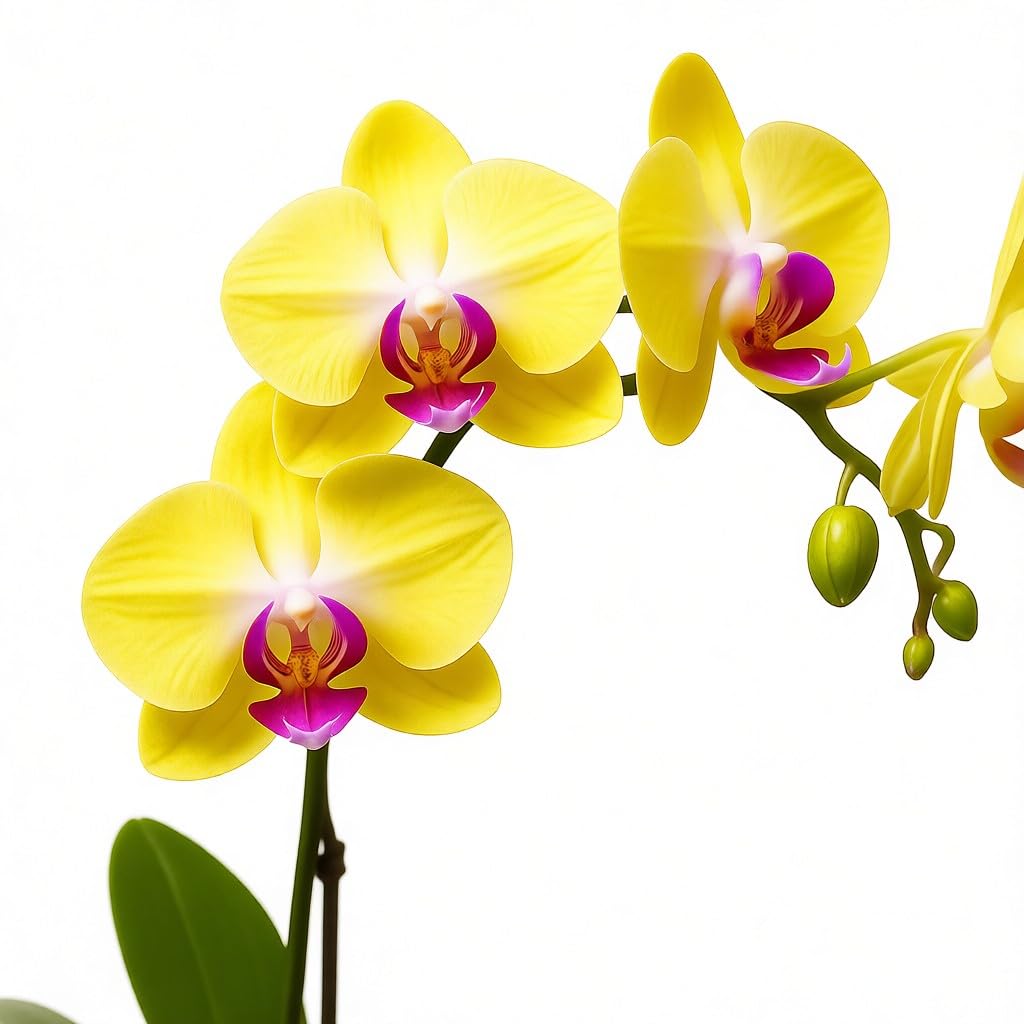 Live Double Stem Phalaenopsis Orchid Plant - Premium Indoor Flowering Plant with Crystal Accents, Easy Care Houseplant for Home Office Decor