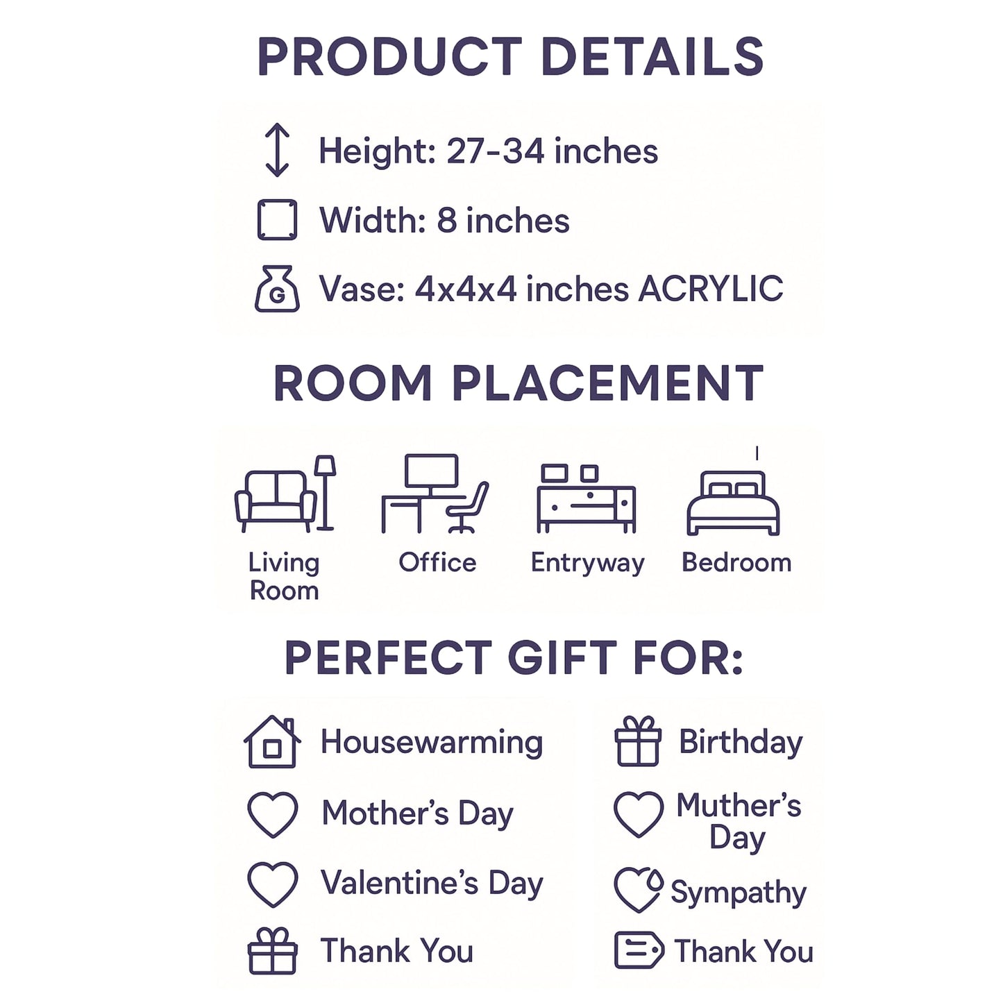 Live White Double Stem Phalaenopsis Orchid Plant with Amethyst Crystal - Premium Flowering Houseplant for Home Office Decor, Easy Care Live Plant