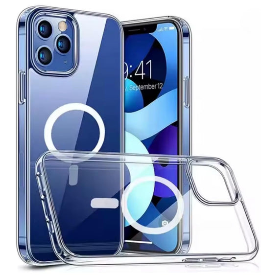 Clear Magnet Safe Compatible iPhone Case, Shockproof Slim Protection with 36 Magnets, Transparent Cover for iPhone 11-16 Pro Max Plus Mini Series