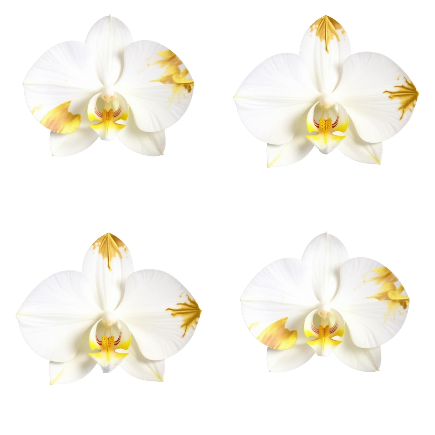 Live Triple White Phalaenopsis Orchid with Gold Accents – Indoor Flower in 7" Plastic Round Pot – Elegant Home Décor