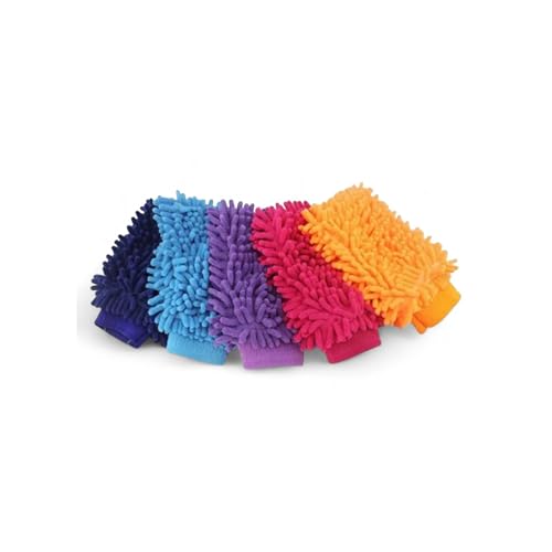 Chenille Car Wash Mitt – Ultra-Soft Double-Sided Microfiber Glove for Cars, Trucks, Boats & Shower – Scratch-Free, Super Absorbent Wash Mitt with Elastic Cuff (Single, 2 Pack, 5 Pack)