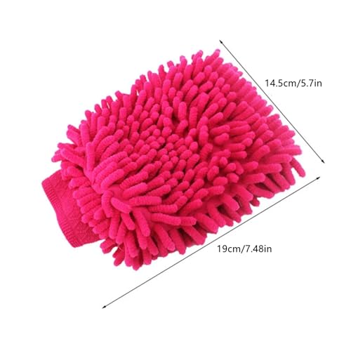 Chenille Car Wash Mitt – Ultra-Soft Double-Sided Microfiber Glove for Cars, Trucks, Boats & Shower – Scratch-Free, Super Absorbent Wash Mitt with Elastic Cuff (Single, 2 Pack, 5 Pack)